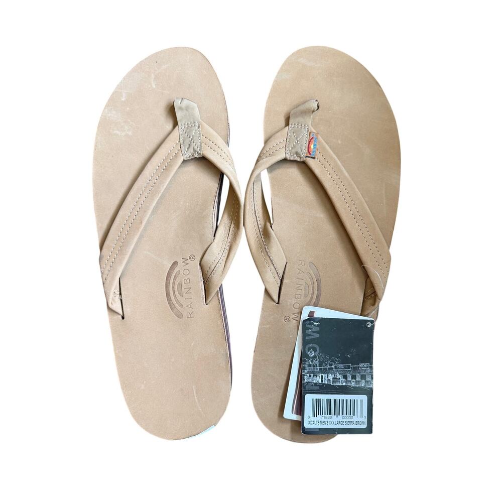 Rainbow leather signature sandal mens XXXL sierra brown NEW